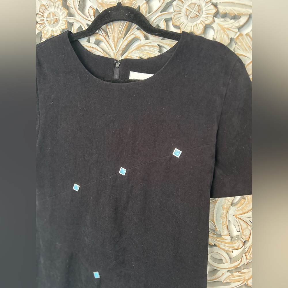 Jessica Simpson Boho Faux Suede Dress with Turquoise Rock Accents, Size 8